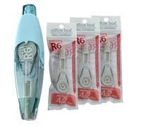 office box - Pack 1 Ruban Correcteur Rechargeable Rétractable Super R6 + 3 Recharges - Largeur 4,2 mm x 6 mètres de haut pouvoir couvrant et séchage instantané (Bleu)