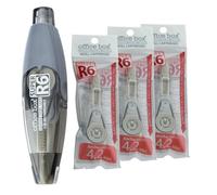 office box - Pack 1 Ruban Correcteur Rechargeable Rétractable Super R6 + 3 Recharges - Largeur 4,2 mm x 6 mètres de haut pouvoir couvrant et séchage instantané (Gris)