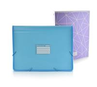 Office Box - Pack Retour à l'école : classeur de 12 divisions, visualiseurs panoramiques et 80 étiquettes + classeur 4 anneaux 25 mm, qualité pour tout le cours by Colorline (bleu clair + C. anneaux)