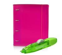 Office box - Pack Retour à l'école : dossier & bloc + ruban correcteur R10 - Votre dossier complet + un correcteur rechargeable de grande qualité pour un prix unique (Fuchsia + Correcteur R10)