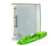 Office box - Pack Retour à l'école : dossier & bloc + ruban correcteur R10 - Votre dossier complet + un correcteur rechargeable de grande qualité pour un prix unique. (Gris + Correcteur R10)