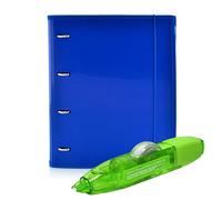 Office box - Pack Retour à l'école : dossier & bloc + ruban correcteur R10 - Votre dossier complet + un correcteur rechargeable de grande qualité pour un prix unique (bleu foncé + correcteur R10)