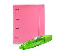 Office box - Pack Retour à l'école : dossier & bloc + ruban correcteur R10 - Votre dossier complet + un correcteur rechargeable de grande qualité pour un prix unique (rose + correcteur R10)