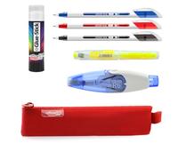 office box Trousse à crayons mini rectangulaire en néoprène avec fermeture éclair double largeur avec poignée exclusive. Lavable, fabriquée en néoprène., Rouge + Pack, Trousses de toilettes