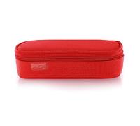 office box Trousse Mega à large compartiment intérieur et rabat avec fermeture éclair, lavable et très résistante pour transporter du matériel scolaire ou comme trousse de toilette, rouge, Minimaliste