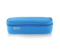 office box Trousse Mega à large compartiment intérieur et rabat avec fermeture éclair, lavable et très résistante pour transporter du matériel scolaire ou comme trousse de toilette, bleu clair, 21 cm