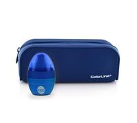 office box, Trousse rectangulaire en silicone ultra doux de grande capacité, lavable et avec grande résistance, fermeture éclair Xtra avec tirette exclusive de Colorline., Bleu marine + taille-crayon