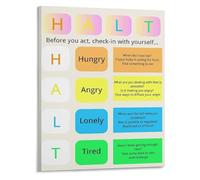 Office Decor Mental Health Poster HALT Hungry Angry Lonely Tired Mindfulness Self Assessment Tool Wellness Awareness Wall-Art(Framed,12x18inch(30x45cm))
