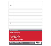 Office Depot 09227OD Lot de 500 feuilles de papier ligné à 3 trous perforés 7,3 kg avec marge 26,7 x 20,3 cm