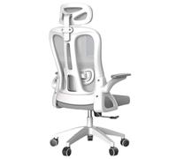 Office Desk Chair Flip Up Armrest High Back Ergonomic Computer Chair Adjustable 3D Headrest Lumbar Support Swivel Chairs Home Game 360° Wheels(White with Headrest)