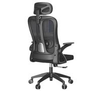 Office Desk Chair Flip Up Armrest High Back Ergonomic Computer Chair Adjustable 3D Headrest Lumbar Support Swivel Chairs Home Game 360° Wheels(Black with Headrest)