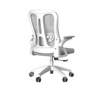 Office Desk Chair Flip Up Armrest High Back Ergonomic Computer Chair Adjustable 3D Headrest Lumbar Support Swivel Chairs Home Game 360° Wheels(White)