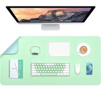 Office Desk Pad,30"" x 14"" Double-Sided PU Leather Desk Pad,Large Mouse Pad for Office Desk Accessories for Women,Office Supplies for Keyboard and Mouse,Green Blue