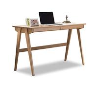 Office Desks Modern Simple Style Wooden Desk Solid Study Writing Table Beech Double Drawer Home Office Monitor Stand Workstation 2 Colors Gamer Tables (Color : Walnut Table Length : 0.8 Meters) (Na