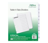 Office Essentials Table 'n Tabs 24882 Lot de 6 intercalaires de 21,6 x 27,9 cm 1-10 onglets Noir/blanc