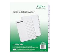 Office Essentials Table 'n Tabs Intercalaires, 21,6 x 27,9 cm, 1-12 onglets, noir/blanc, laser/jet d'encre, lot de 6 (24883)
