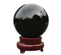 Office Home Table Feng Shui Decoration Crystal Ball with Stand Obsidian Black Broken Glass Lucky Gift, ball-11cm Gemstone Stone