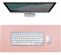 Office Pad,Mouse Pad,Office Mouse Pad,Pink Mouse Pad for Laptop,PU Leather Double Sided Waterproof Non-Slip Desk Pad for Office,Home (Pink,Silver)