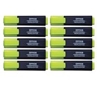 Office Products Lot de 10 surligneurs fluorescents Jaune - Encre non toxique - Pointe biseautée - Qualité supérieure - Épaisseur de trait : 1-5 mm