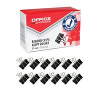 Office Products Lot de 12 pinces à papier 51 mm en métal/noir/argenté/résistantes à la déformation/trombones