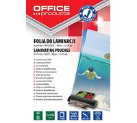 OFFICE PRODUCTS Pochette De Plastificatio Brillantes / 65 x 95 mm - 6,5 x 9,5 cm / 2 x 125 micron/brillant/Pack de 100 Feuilles - 100 Pièces/Transparent/Pochette plastifieuse
