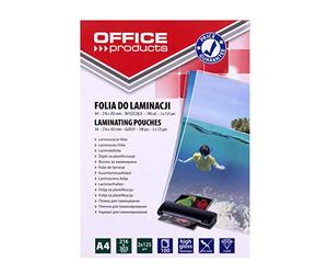OFFICE PRODUCTS Pochette De Plastificatio Brillantes A4 / 2 x 125 micron/brillant/Pack de 100 Feuilles - 100 Pièces/Transparent/Pochette plastifieuse