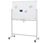 OFFICE PRODUCTS Tableau blanc magnétique, mobile, 120 x 60 cm, laqué, blanc, avec porte-stylo et barre en aluminium, pour l'école, la maison, le bureau, tableau pour planification, double face, 1