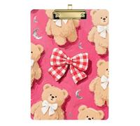 Office Solutions Direct Porte-bloc en acrylique avec motif d'ours en peluche marron Format A4 mignon pour les étudiants en soins infirmiers et étudiants Trade Quest Doré 30,5 x 22,9 cm Tabla para