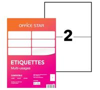 OFFICE STAR - 200 Étiquettes Autocollantes Multi-Usages Blanches Personnalisables Imprimables - Format 210 x 148,5 mm - Impression Laset Jet d'Encre et Copieur