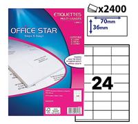 OFFICE STAR OS43475 Etiquettes multi-usages blanches 70 x 36 mm - Boîte de 2400
