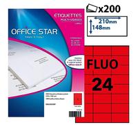 OFFICE STAR - 100 Étiquettes Autocollantes Multi-Usages Jaunes Fluo Personnalisables Imprimables - Format 210 x 297 mm - Impression Laset Jet d'Encre et Copieur