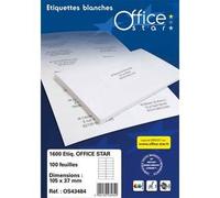 OFFICE STAR - 2400 Étiquettes Autocollantes Multi-Usages Blanches Personnalisables Imprimables - Format 70 x 36 mm - Impression Laset Jet d'Encre et Copieur
