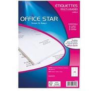 OFFICE STAR - 2400 Étiquettes Autocollantes Multi-Usages Blanches Personnalisables Imprimables - Format 70 x 36 mm - Impression Laset Jet d'Encre et Copieur