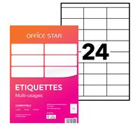 OFFICE STAR OS43422 Etiquettes multi-usages blanches 70 x 35 mm - Boîte de 2400
