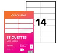 OFFICE STAR OS43653 Etiquettes multi-usages blanches 105 x 42,4 mm - Boîte de 1400
