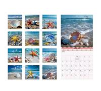 Office Wall Calendar Beach Theme, 12-Month Family Poster Schedule Display
