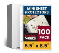 Office Werks Lot de 100 mini feuilles de protection transparentes lourdes, 14 x 21,6 cm, ouverture par le haut, trous renforcés, sans acide/sans danger pour l'archivage, pochettes en plastique pour