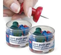 Officemate 92905 Lot de 2 boîtes de 12 punaises géantes, 3,8 cm, couleurs assorties