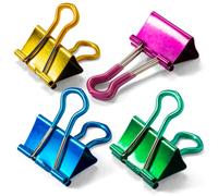 Officemate Easy Grip Clips pour classeur Couleurs métalliques assorties 72 Clips Assortiment de couleurs métalliques