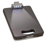 Officemate Porte-bloc avec poignée et casier de rangement pour documents A4, Porte-document compact pour papiers, LED. pince, Pour le bureau, les hôpitaux, Noir