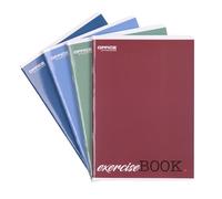 OFFICER PRODUCTS Cahier d'écolier/Format A5 80/80 feuilles à carreaux/Mixte Lot de 4 - Motifs assortis/Pour jeunes enfants/avec marge/Cartes blanches/Bleu à carreaux