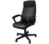 OFFICER PRODUCTS Crete Chaise de bureau ergonomique pivotante avec revêtement en cuir synthétique et roulettes Noir