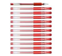 OFFICER PRODUCTS Donau Lot de 12 stylos à bille gel à encre gel Rouge classique Diamètre de la bille : 0,5 mm Encre résistante à l'eau et ne se décolore pas
