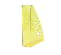 OFFICER PRODUCTS Lot de 10 boîtes de rangement design moderne A4 - Couleur : jaune transparent/plastique rigide/ajouré/organiseur de bureau pour magazines/incassable