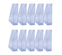 OFFICER PRODUCTS Lot de 10 porte-revues au design moderne A4 - Couleur : bleu transparent - Plastique rigide - Ajouré - Organiseur de bureau pour magazines - Incassable