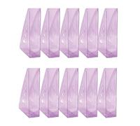 OFFICER PRODUCTS Lot de 10 porte-revues au design moderne A4 - Couleur : violet transparent/plastique rigide/ajouré/organiseur de bureau pour magazines/incassables