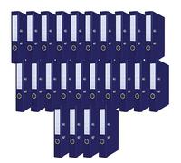 OFFICER PRODUCTS Lot de 24 classeurs de documents A4/50 mm/5 cm/Bleu foncé/Couverture en plastique PP/Classeurs à levier/Protections de bords métalliques/Organisation du bureau