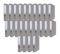 OFFICER PRODUCTS Lot de 24 classeurs de documents A4/50 mm/5 cm/Gris/Couverture en plastique PP/Classeurs à levier/Protections de bords métalliques/Organisation du bureau