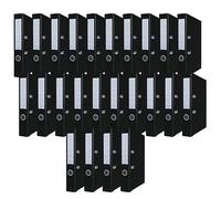 OFFICER PRODUCTS Lot de 24 classeurs de documents A4/50 mm/5 cm/Noir/Couverture en plastique PP/Classeurs à levier/Protections de bords métalliques/Organisation du bureau