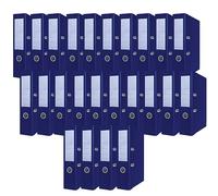 OFFICER PRODUCTS Lot de 24 classeurs de documents A4/75 mm/7,5 cm/Bleu foncé/Couverture en plastique PP/Classeurs à levier/Protections de bords métalliques/Organisation du bureau